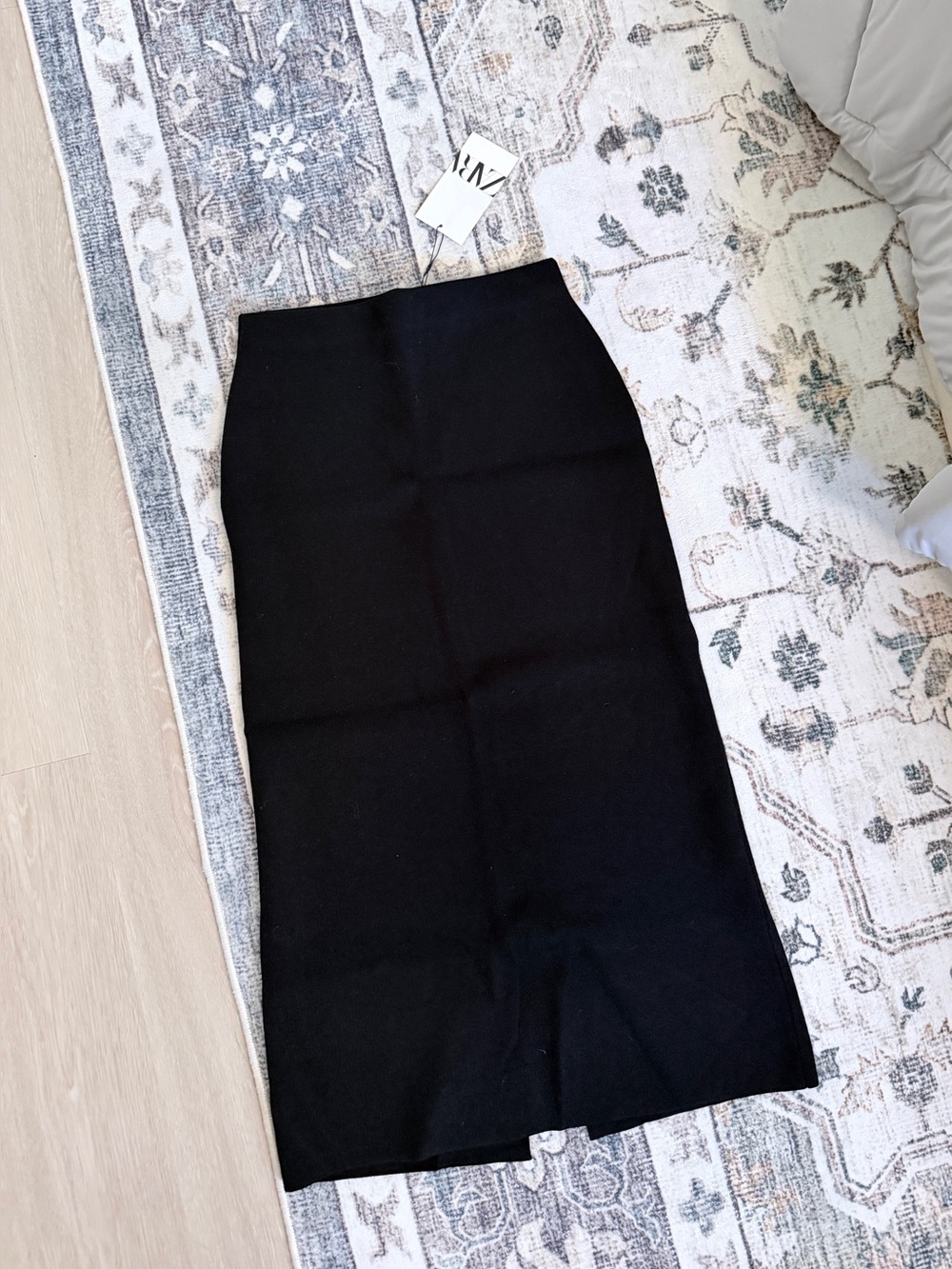 Zara Midi Skirt with Slit Black Midi Skirt